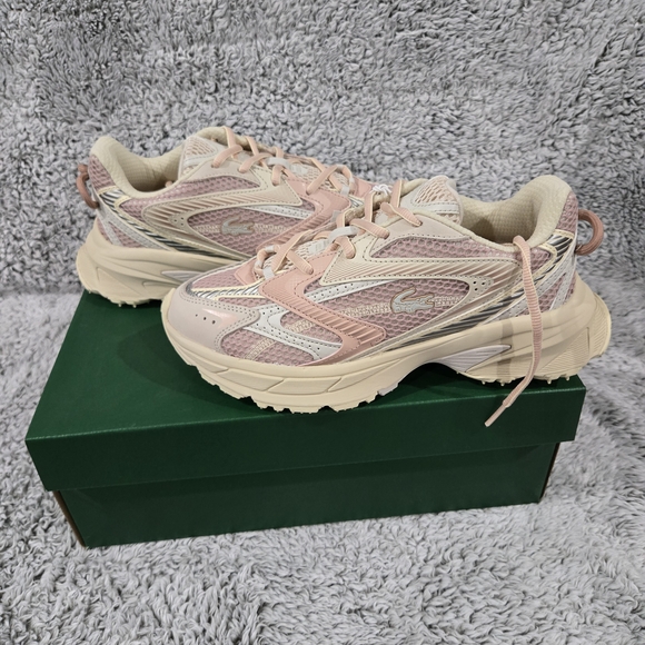 Lacoste Shoes - Lacoste Women's Pink and Cream Sneakers L003 Neo Shot Size 7.5